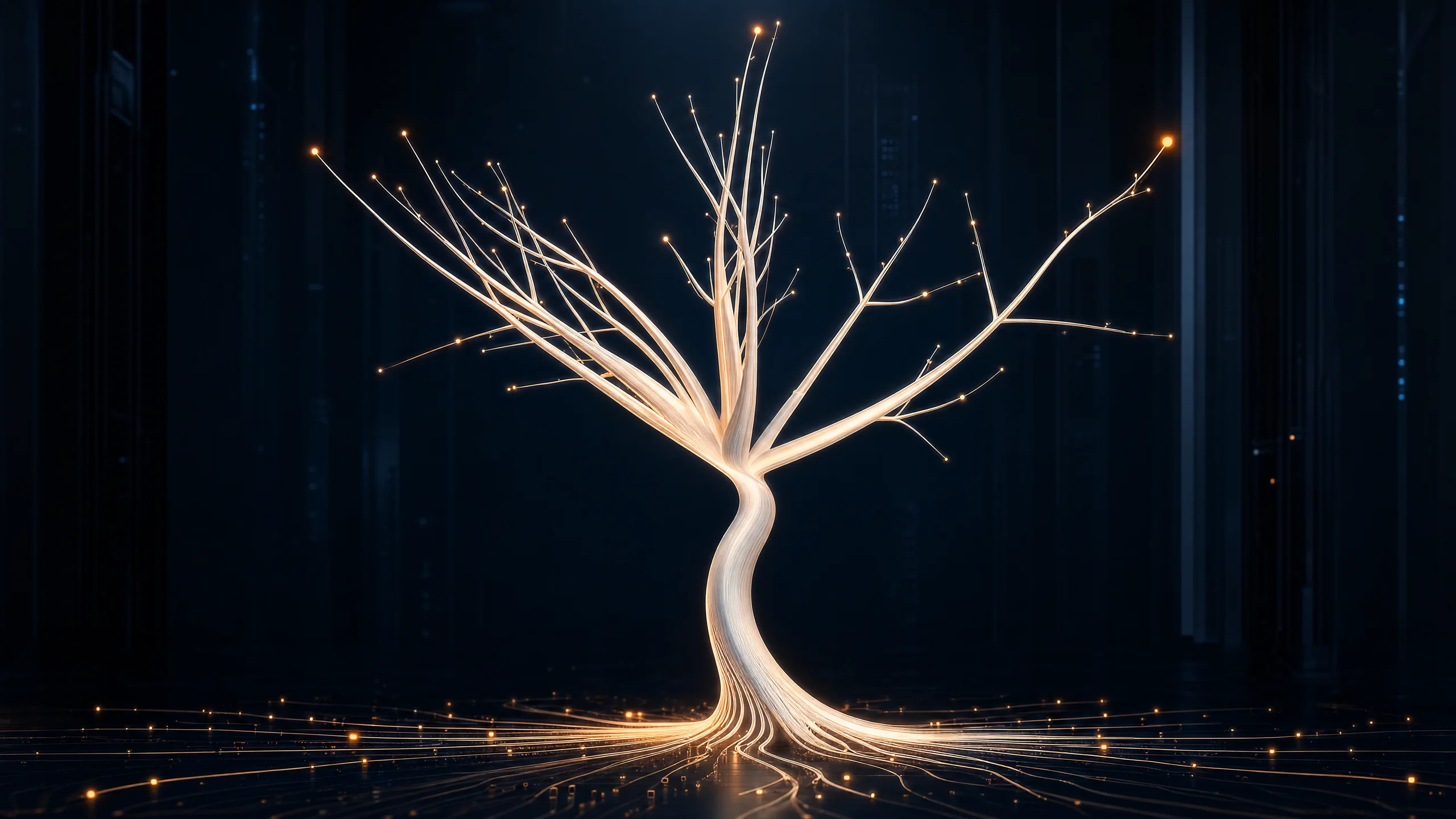 VenomFlow Tree of Transparency, a luminous branching evidence network